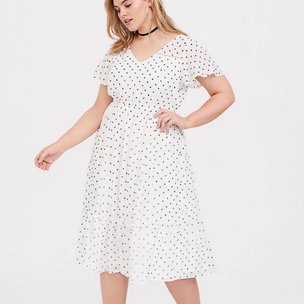 NWT White Polka Dot Midi Dress